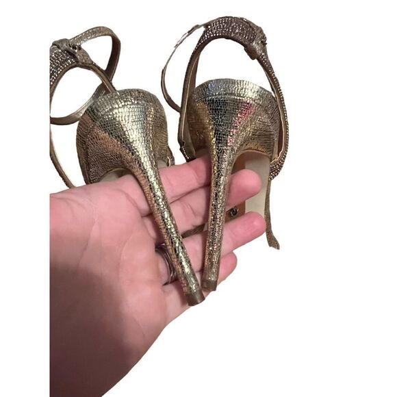 Sam Edelman Ophelia Gold Open Toe Heels Sz. 6 - Picture 9 of 12